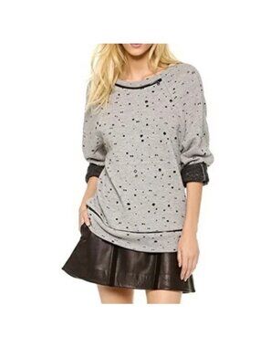 Robert Rodriguez Gray Distressed Burnout Zip Detail Sweater Size XSmall